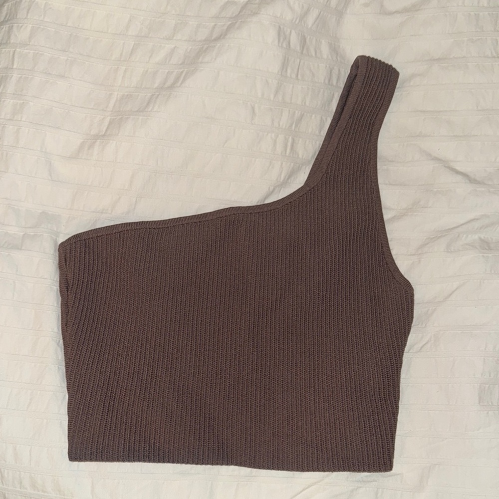 Aritzia Babaton Sculpt Knit One-Shoulder Cropped Tank